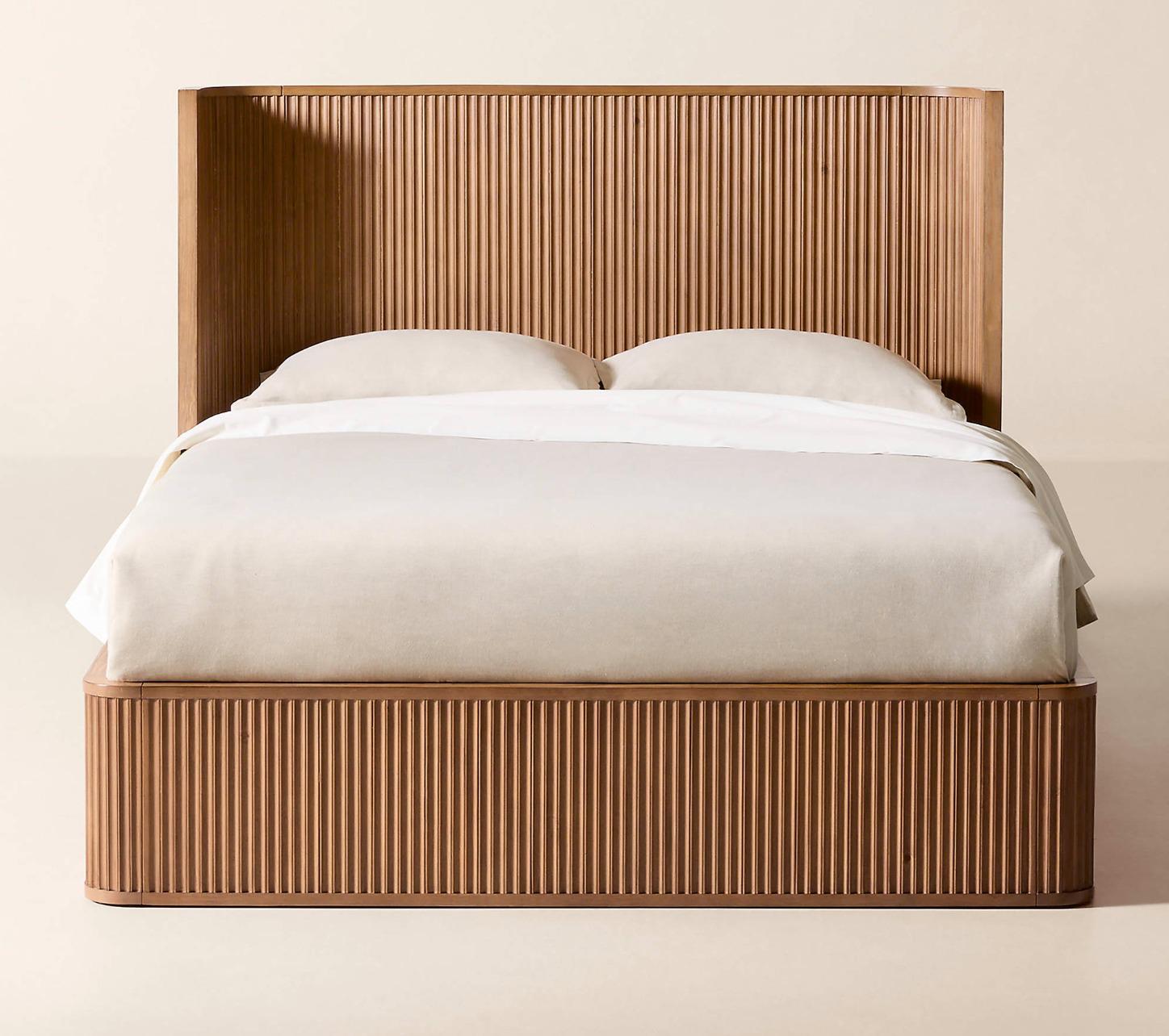 Fluted Wood Headboard Bed thumbnail 3